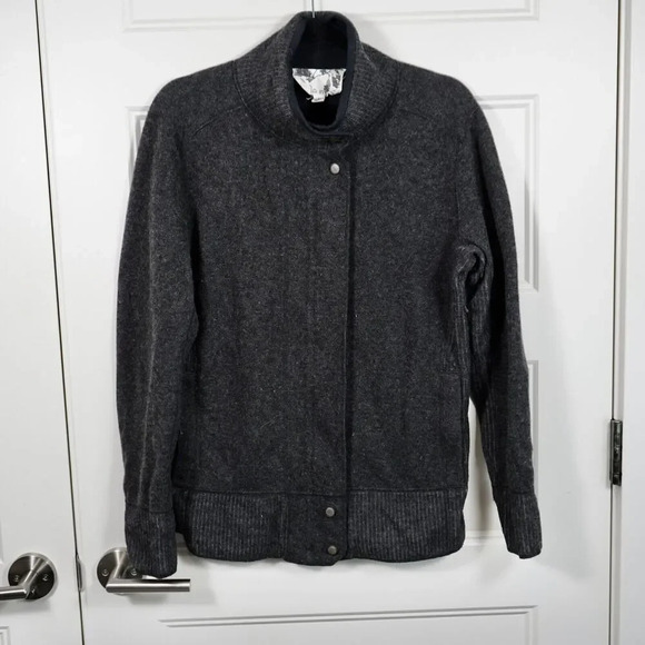 Title Nine Wool Blend Sweater Jacket Womens Large Dark Gray Full Zip - Picture 1 of 7
